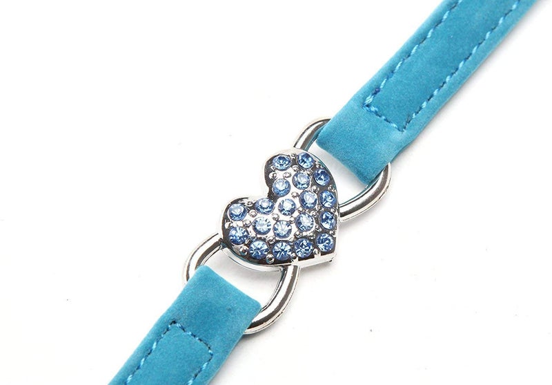 CHUKCHI Pink Soft Velvet Safe Cat Adjustable Collar with Crystal Heart Charm and Bells 8-11 Inches(Black+Red+Pink+Blue) - Image 4